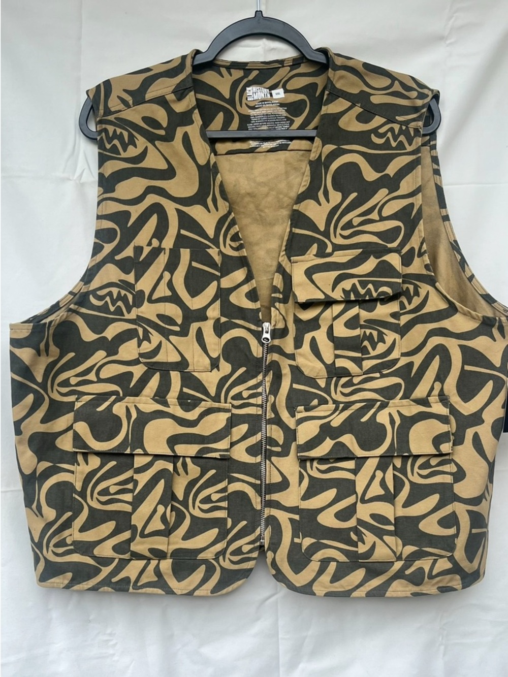 Black History Month Adult Cargo Vest - Dark Green Abstract XXL